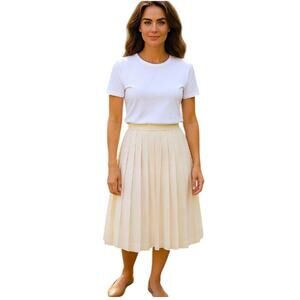 Worthington Vintage Cream Pleated Midi Skirt size XS